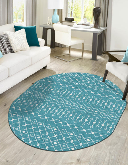 Mediterranean Lattice Collection Area Rug - Santorini (Turquoise)