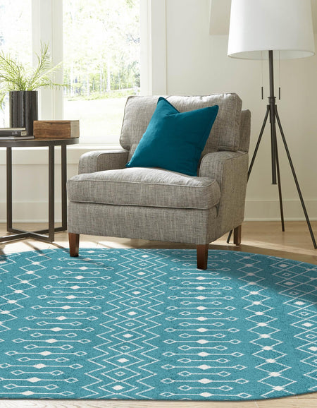 Mediterranean Lattice Collection Area Rug - Santorini (Turquoise)