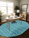 Mediterranean Lattice Collection Area Rug - Santorini (Turquoise) Oval Turquoise  lifestyle 8