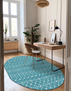 Mediterranean Lattice Collection Area Rug - Santorini (Turquoise) Oval Turquoise  lifestyle 9