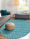 Mediterranean Lattice Collection Area Rug - Santorini (Turquoise) Oval Turquoise  lifestyle 11