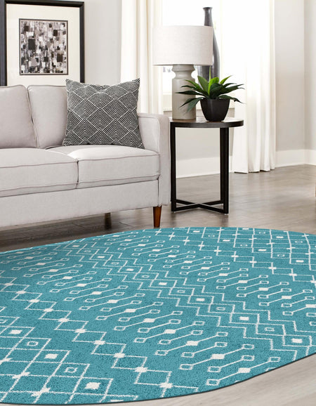 Mediterranean Lattice Collection Area Rug - Santorini (Turquoise)