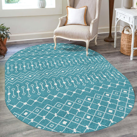 Mediterranean Lattice Collection Area Rug - Santorini (Turquoise)