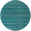 Mediterranean Lattice Collection Area Rug - Santorini (Turquoise) Round Turquoise Main