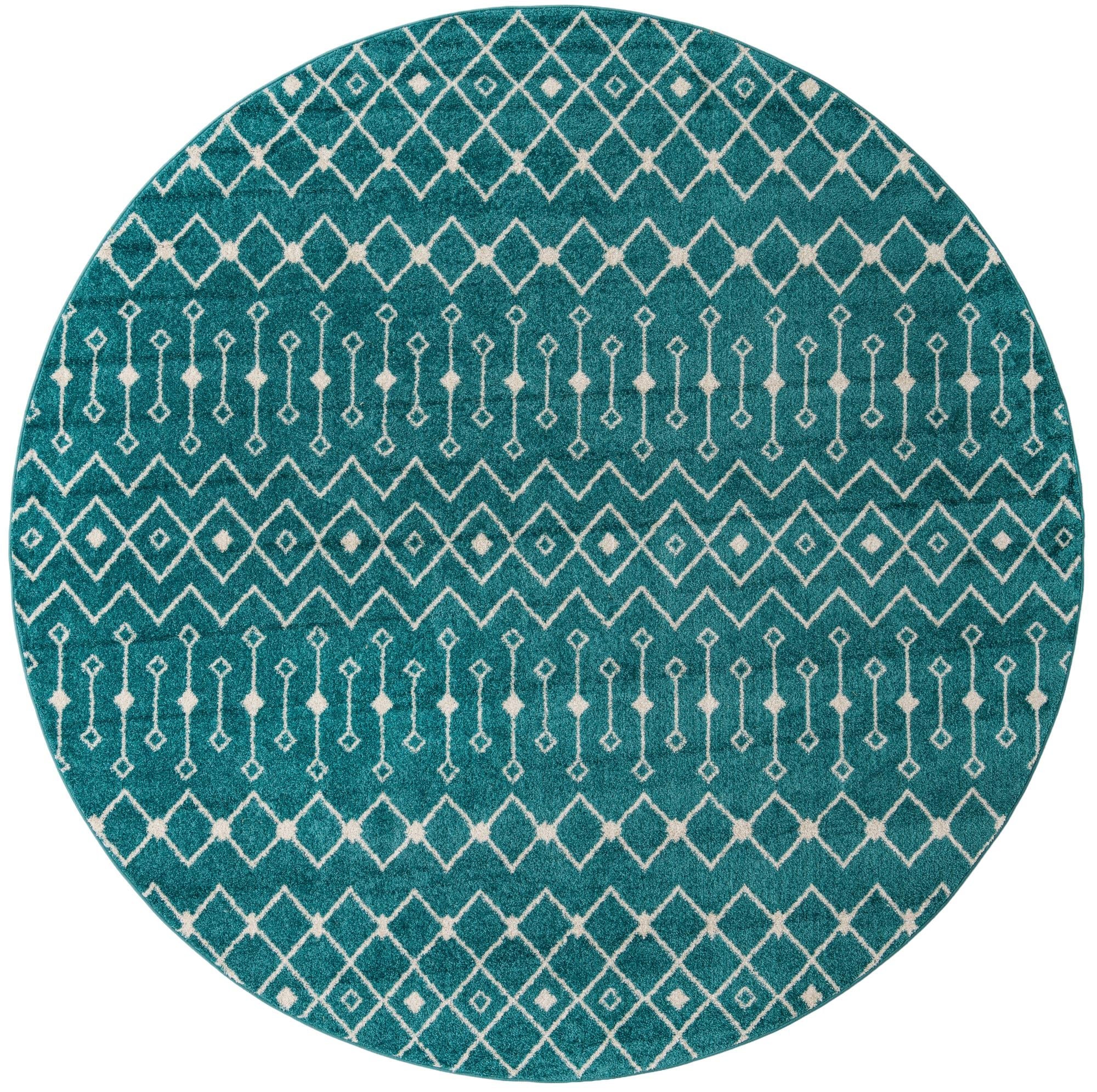 Mediterranean Lattice Collection Area Rug - Santorini (Turquoise)