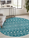 Mediterranean Lattice Collection Area Rug - Santorini (Turquoise) Round Turquoise  lifestyle 0