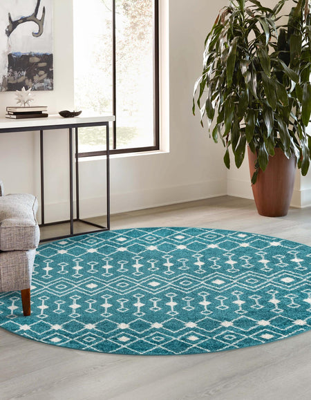 Mediterranean Lattice Collection Area Rug - Santorini (Turquoise)