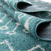 Mediterranean Lattice Collection Area Rug - Santorini (Turquoise) Round Turquoise  lifestyle 11