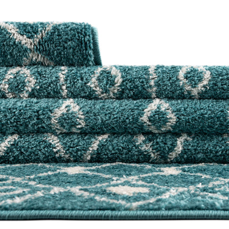 Mediterranean Lattice Collection Area Rug - Santorini (Turquoise)