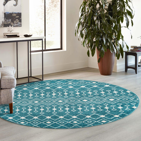 Mediterranean Lattice Collection Area Rug - Santorini (Turquoise)