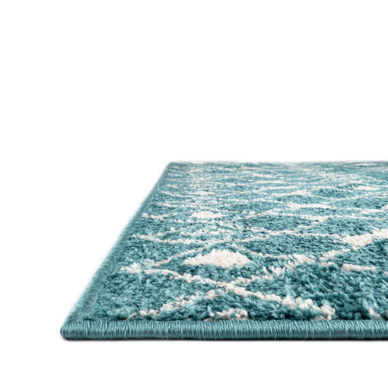 Mediterranean Lattice Collection Area Rug - Santorini (Turquoise) Square Turquoise  lifestyle 5