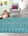 Mediterranean Lattice Collection Area Rug - Santorini (Turquoise) Square Turquoise  lifestyle 2