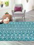 Mediterranean Lattice Collection Area Rug - Santorini (Turquoise)