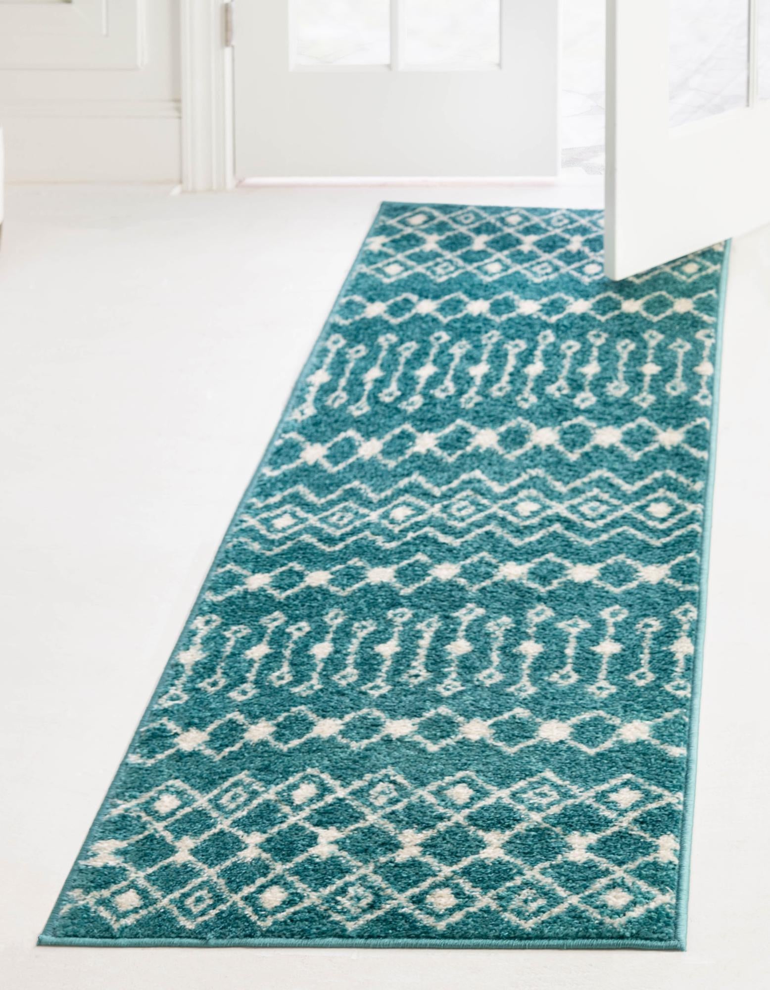 Mediterranean Lattice Collection Area Rug - Santorini (Turquoise)