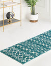 Mediterranean Lattice Collection Area Rug - Santorini (Turquoise) Runner Turquoise  lifestyle 2