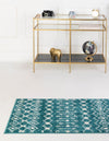 Mediterranean Lattice Collection Area Rug - Santorini (Turquoise) Runner Turquoise  lifestyle 3