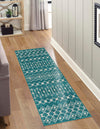 Mediterranean Lattice Collection Area Rug - Santorini (Turquoise) Runner Turquoise  lifestyle 31