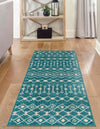 Mediterranean Lattice Collection Area Rug - Santorini (Turquoise) Runner Turquoise  lifestyle 39