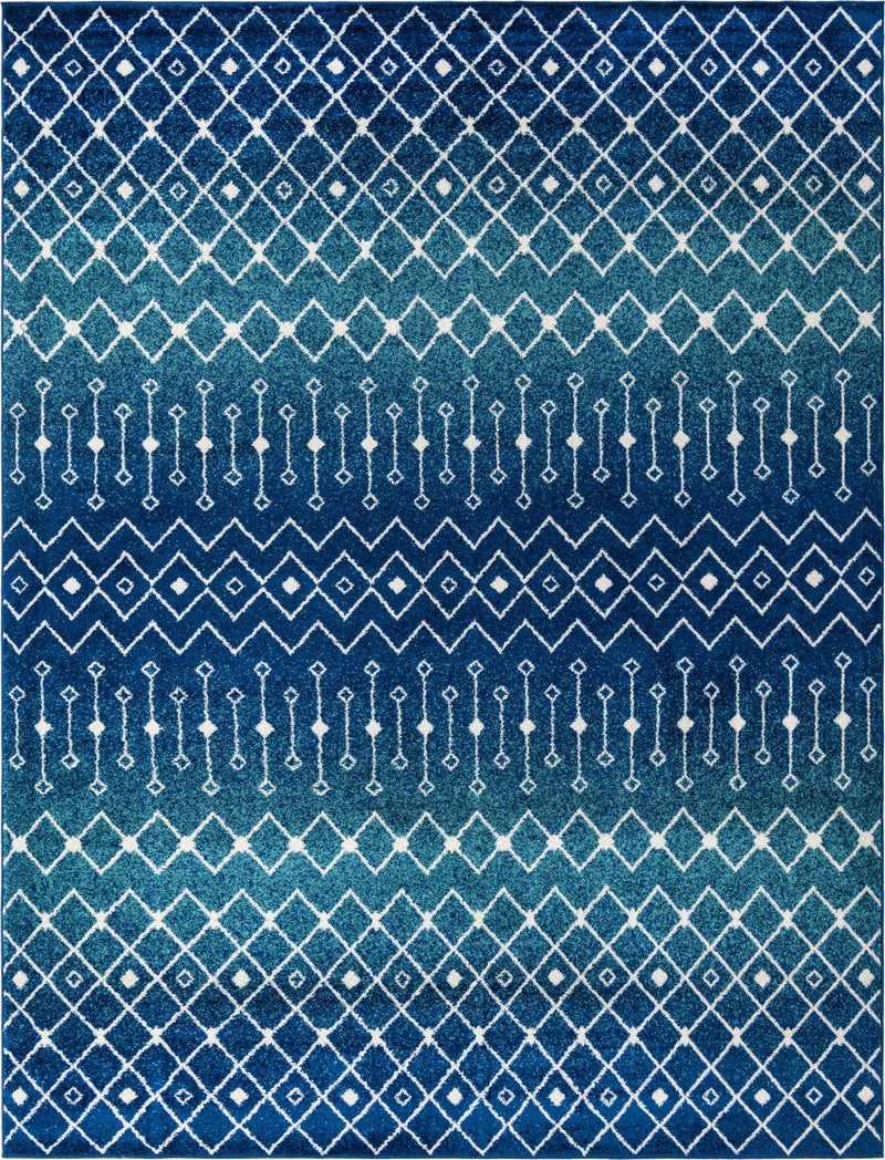 Mediterranean Lattice Collection Area Rug - Santorini (Navy and Teal) Rectangle Navy and Teal  lifestyle 2