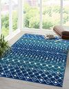 Mediterranean Lattice Collection Area Rug - Santorini (Navy and Teal) Rectangle Navy and Teal  lifestyle 0