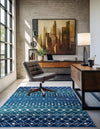 Mediterranean Lattice Collection Area Rug - Santorini (Navy and Teal) Rectangle Navy and Teal  lifestyle 6