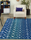 Mediterranean Lattice Collection Area Rug - Santorini (Navy and Teal) Rectangle Navy and Teal  lifestyle 8