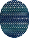 Mediterranean Lattice Collection Area Rug - Santorini (Navy and Teal) Oval Navy and Teal Main