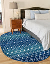 Mediterranean Lattice Collection Area Rug - Santorini (Navy and Teal) Oval Navy and Teal  lifestyle 4