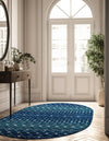 Mediterranean Lattice Collection Area Rug - Santorini (Navy and Teal) Oval Navy and Teal  lifestyle 6