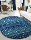 Mediterranean Lattice Collection Area Rug - Santorini (Navy and Teal) Oval Navy and Teal  lifestyle 9