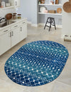 Mediterranean Lattice Collection Area Rug - Santorini (Navy and Teal) Oval Navy and Teal  lifestyle 11