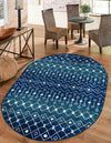 Mediterranean Lattice Collection Area Rug - Santorini (Navy and Teal) Oval Navy and Teal  lifestyle 13