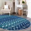 Mediterranean Lattice Collection Area Rug - Santorini (Navy and Teal) Oval Navy and Teal  lifestyle 37