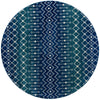 Mediterranean Lattice Collection Area Rug - Santorini (Navy and Teal) Round Navy and Teal Main