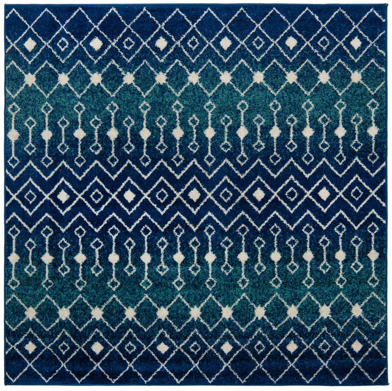 Mediterranean Lattice Collection Area Rug - Santorini (Navy and Teal) Square Navy and Teal Main