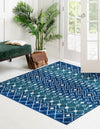 Mediterranean Lattice Collection Area Rug - Santorini (Navy and Teal) Square Navy and Teal  lifestyle 2