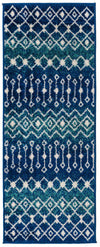 Mediterranean Lattice Collection Area Rug - Santorini (Navy and Teal) Runner Navy and Teal Main