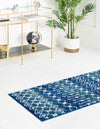 Mediterranean Lattice Collection Area Rug - Santorini (Navy and Teal) Runner Navy and Teal  lifestyle 2