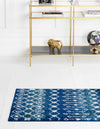 Mediterranean Lattice Collection Area Rug - Santorini (Navy and Teal) Runner Navy and Teal  lifestyle 3