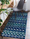 Mediterranean Lattice Collection Area Rug - Santorini (Navy and Teal) Runner Navy and Teal  lifestyle 42