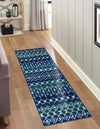 Mediterranean Lattice Collection Area Rug - Santorini (Navy and Teal) Runner Navy and Teal  lifestyle 45