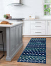 Mediterranean Lattice Collection Area Rug - Santorini (Navy and Teal) Runner Navy and Teal  lifestyle 51