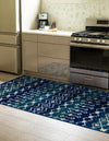 Mediterranean Lattice Collection Area Rug - Santorini (Navy and Teal) Runner Navy and Teal  lifestyle 54