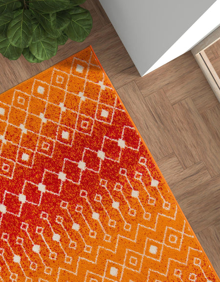 Mediterranean Lattice Collection Area Rug - Santorini (Orange and Red)