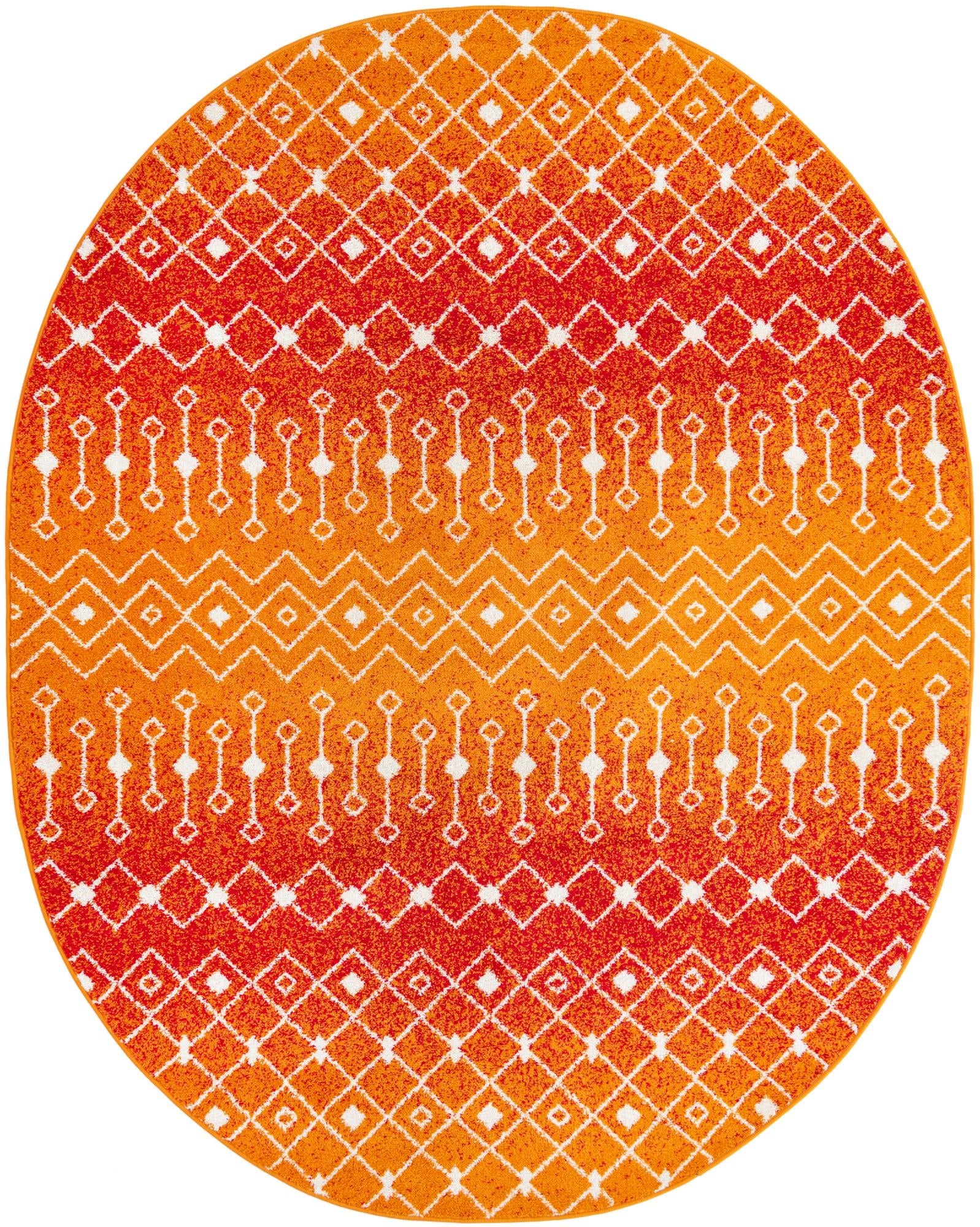 Mediterranean Lattice Collection Area Rug - Santorini (Orange and Red)