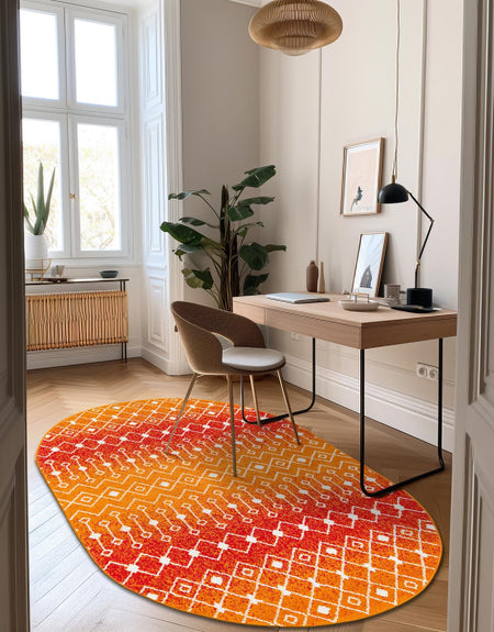 Mediterranean Lattice Collection Area Rug - Santorini (Orange and Red)