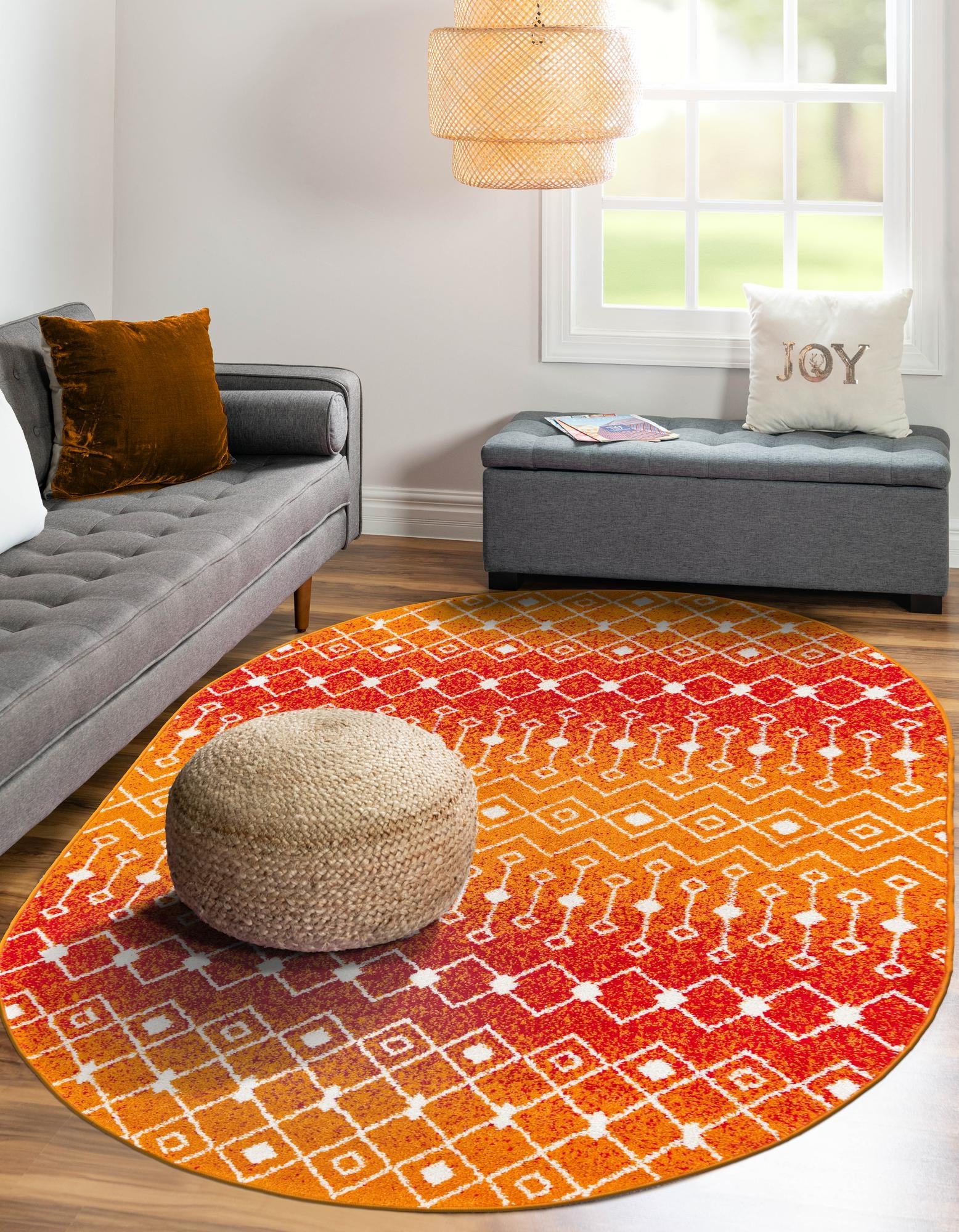 Mediterranean Lattice Collection Area Rug - Santorini (Orange and Red)