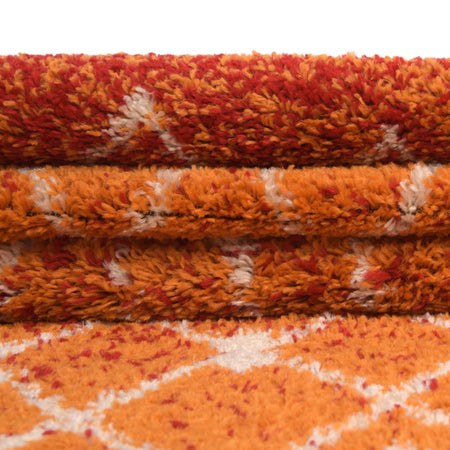 Mediterranean Lattice Collection Area Rug - Santorini (Orange and Red)