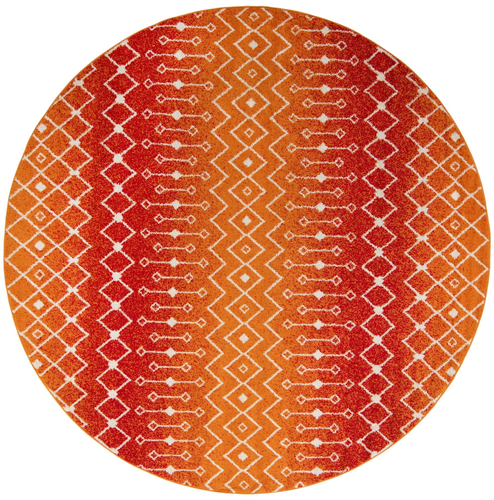 Mediterranean Lattice Collection Area Rug - Santorini (Orange and Red)