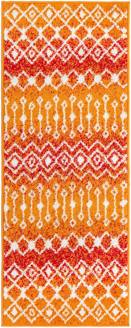 Mediterranean Lattice Collection Area Rug - Santorini (Orange and Red)